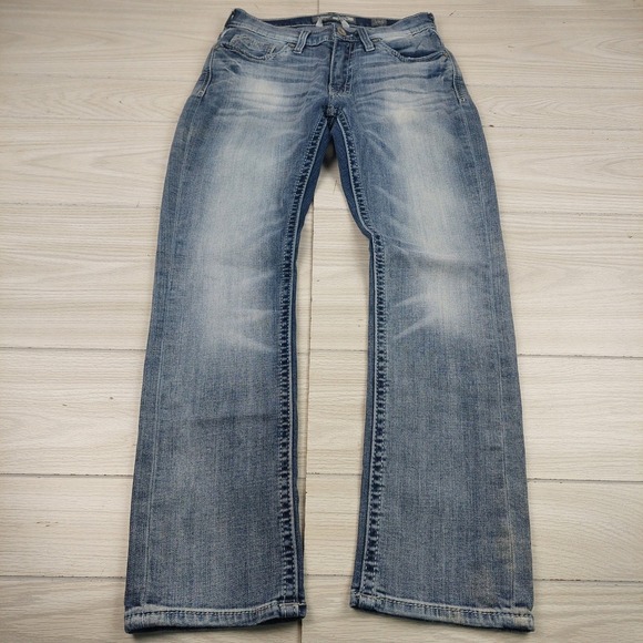 BKE Jake Jeans Mens 29S 28x29 Straight Leg Medium Wash Western Cowboy Stretch - Picture 1 of 8